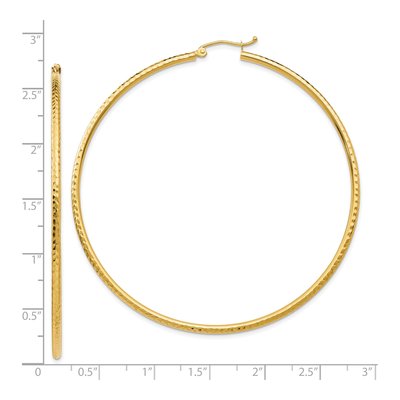 10K Yellow Gold 65mm Diamond-Cut Round Tube Hoop Earrings – view 5