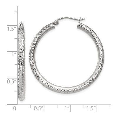 10K White Gold 35mm Diamond-Cut Hoop Earrings – view 5