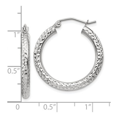 10K White Gold 25mm Diamond-Cut Hoop Earrings – view 5