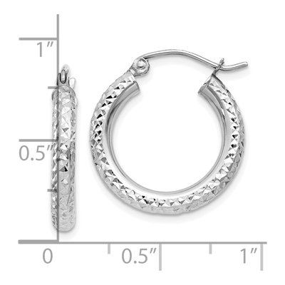 10K White Gold 20mm Diamond-Cut Hoop Earrings – view 5