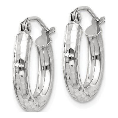10K White Gold 15mm Diamond-Cut Hoop Earrings – view 3