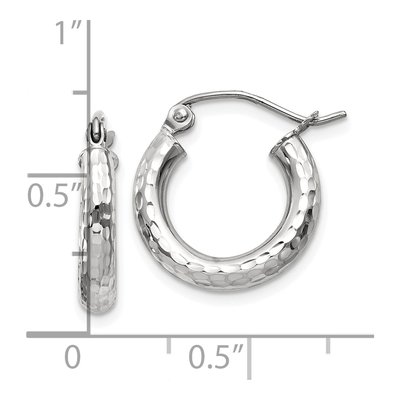 10K White Gold 15mm Diamond-Cut Hoop Earrings – view 5