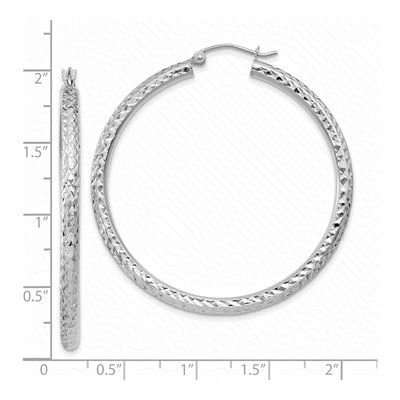 10K White Gold 45mm Diamond-Cut Hoop Earrings – view 5