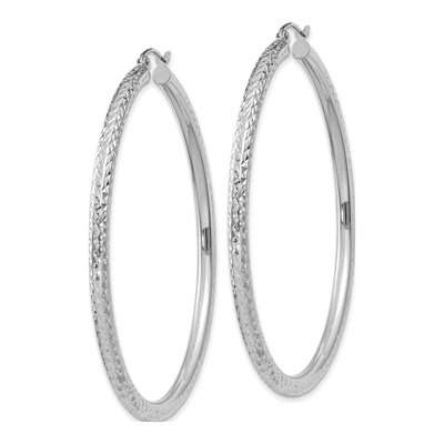 10K White Gold 55mm Diamond-Cut Hoop Earrings – view 3