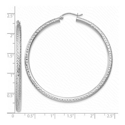 10K White Gold 55mm Diamond-Cut Hoop Earrings – view 5
