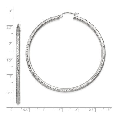 10K White Gold 60mm Diamond-Cut Hoop Earrings – view 5