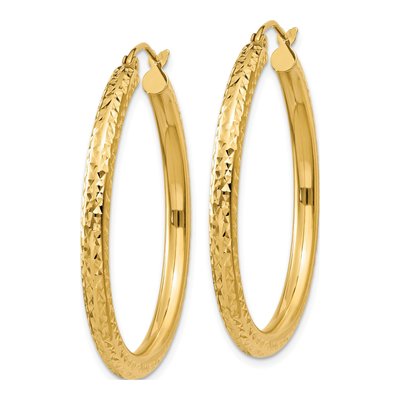 10K Yellow Gold 35mm Diamond-Cut Hoop Earrings – view 3