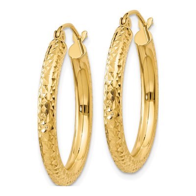 10K Yellow Gold 25mm Diamond-Cut Hoop Earrings – view 3