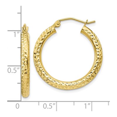 10K Yellow Gold 25mm Diamond-Cut Hoop Earrings – view 5