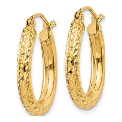 10K Yellow Gold 20mm Diamond-Cut Hoop Earrings – view 3