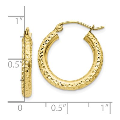 10K Yellow Gold 20mm Diamond-Cut Hoop Earrings – view 5