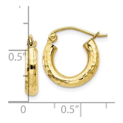 10K Yellow Gold 13mm Diamond-Cut Hoop Earrings – view 5