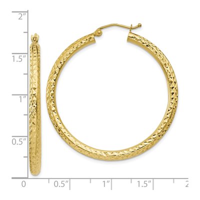 10K Yellow Gold 40mm Diamond-Cut Hoop Earrings – view 5