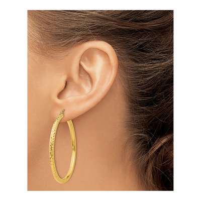 10K Yellow Gold 45mm Diamond-Cut Hoop Earrings – view 4