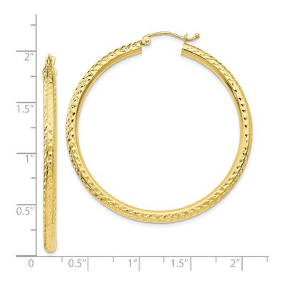 10K Yellow Gold 45mm Diamond-Cut Hoop Earrings – view 5