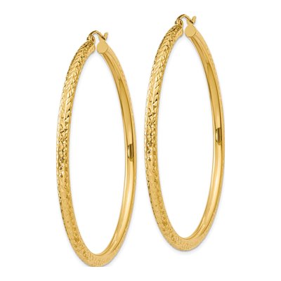 10K Yellow Gold 55mm Diamond-Cut Hoop Earrings – view 3