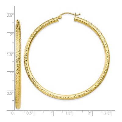 10K Yellow Gold 55mm Diamond-Cut Hoop Earrings – view 5