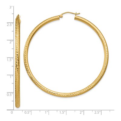 10K Yellow Gold 60mm Diamond-Cut Hoop Earrings – view 5