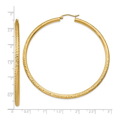 10K Yellow Gold 65mm Diamond-Cut Round Hoop Earrings – view 5