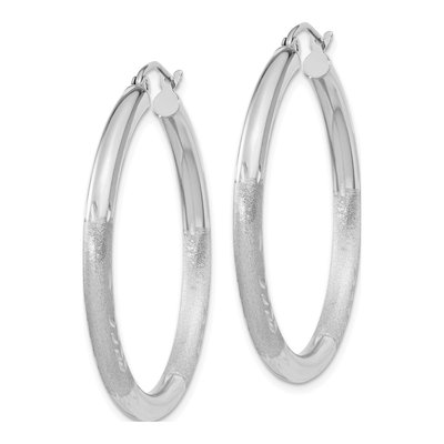 10K White Gold 30mm Diamond-Cut Hoop Earrings – view 3