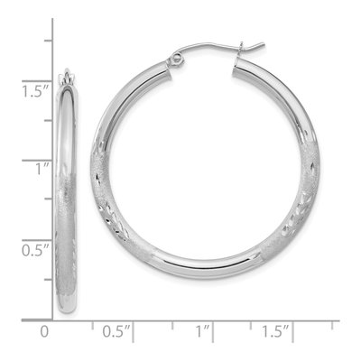 10K White Gold 30mm Diamond-Cut Hoop Earrings – view 5