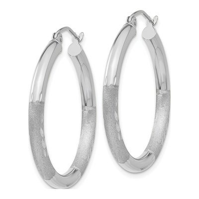 10K White Gold 25mm Diamond-Cut Hoop Earrings – view 3