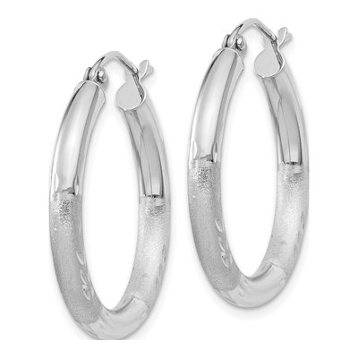 10K White Gold 20mm Diamond-Cut Hoop Earrings – view 3