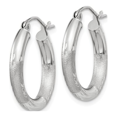 10K White Gold 15mm Diamond-Cut Hoop Earrings – view 3