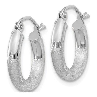 10K White Gold 10mm Diamond-Cut Hoop Earrings – view 3