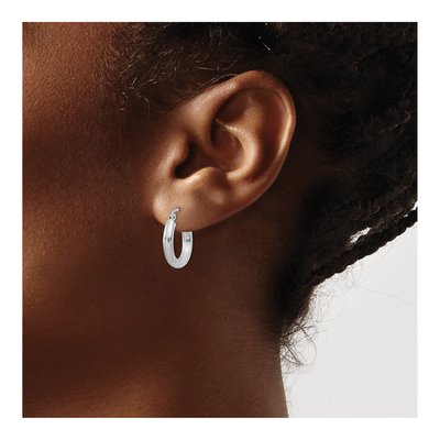 10K White Gold 10mm Diamond-Cut Hoop Earrings – view 4
