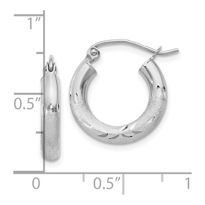 10K White Gold 10mm Diamond-Cut Hoop Earrings – view 5
