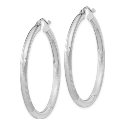 10K White Gold 35mm Diamond-Cut Hoop Earrings – view 3
