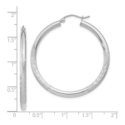 10K White Gold 35mm Diamond-Cut Hoop Earrings – view 5