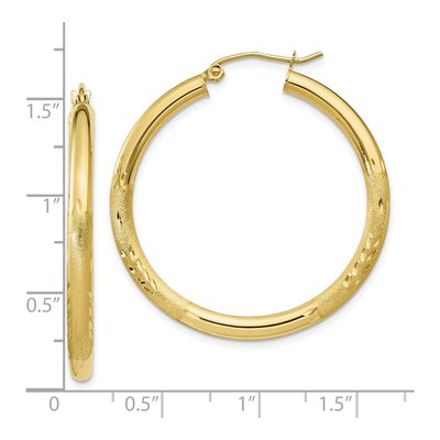 10K Yellow Gold 35mm Diamond-Cut Hoop Earrings – view 5