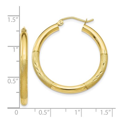 10K Yellow Gold 30mm Diamond-Cut Hoop Earrings – view 5