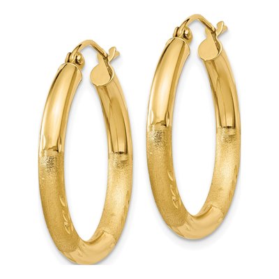 10K Yellow Gold 25mm Diamond-Cut Hoop Earrings – view 3