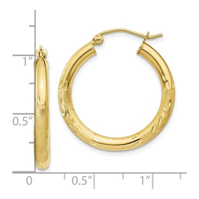 10K Yellow Gold 25mm Diamond-Cut Hoop Earrings – view 5