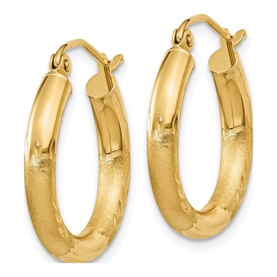 10K Yellow Gold 20mm Diamond-Cut Hoop Earrings – view 3