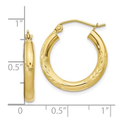 10K Yellow Gold 20mm Diamond-Cut Hoop Earrings – view 5