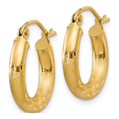 10K Yellow Gold 16mm Diamond-Cut Hoop Earrings – view 3