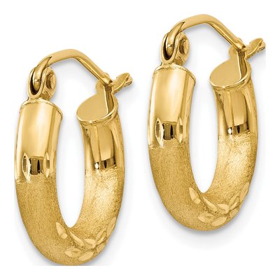 10K Yellow Gold 14mm Diamond-Cut Hoop Earrings – view 3