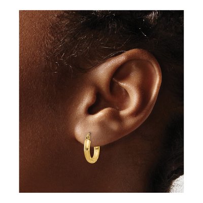10K Yellow Gold 14mm Diamond-Cut Hoop Earrings – view 4