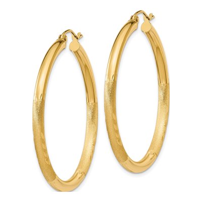 10K Yellow Gold 40mm Diamond-Cut Hoop Earrings – view 3