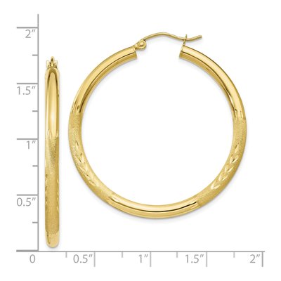 10K Yellow Gold 40mm Diamond-Cut Hoop Earrings – view 5