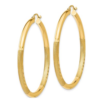 10K Yellow Gold 45mm Diamond-Cut Hoop Earrings – view 3