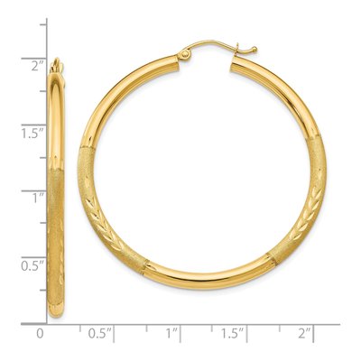 10K Yellow Gold 45mm Diamond-Cut Hoop Earrings – view 5