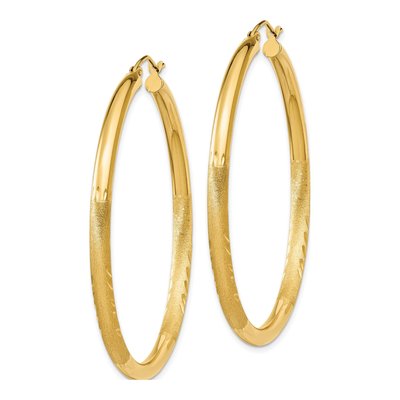10K Yellow Gold 50mm Diamond-Cut Hoop Earrings – view 3
