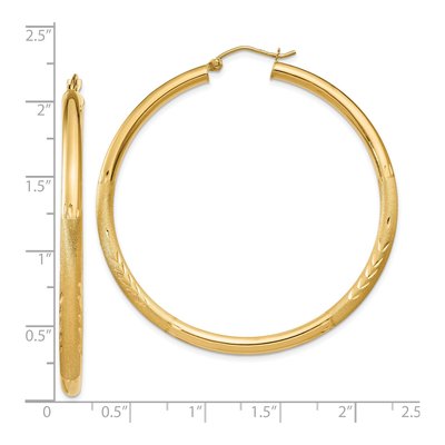 10K Yellow Gold 50mm Diamond-Cut Hoop Earrings – view 5