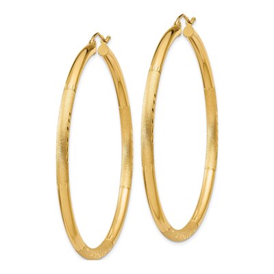 10K Yellow Gold 55mm Diamond-Cut Hoop Earrings – view 3