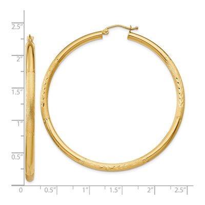 10K Yellow Gold 55mm Diamond-Cut Hoop Earrings – view 5